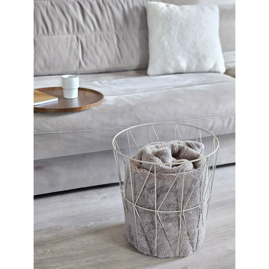Beistelltisch warmes grau Nussbaum Rund Couchtisch 37x40 cm Metall Holz - Yabubest - Home & More