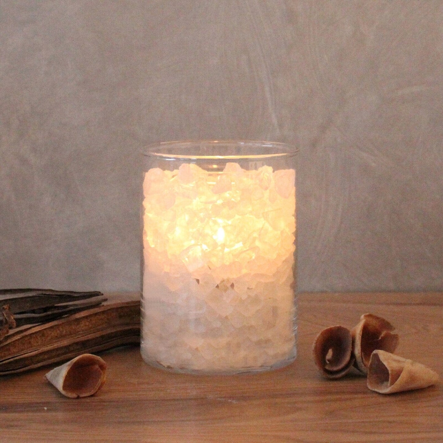 Wohlfuehl Salzkristall Polar Feuer im Glas fuers gemuetliche Heim