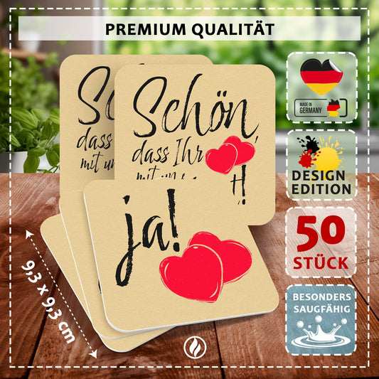 50 Bierdeckel Hochzeit Schön dass du da bist Tischdeko
