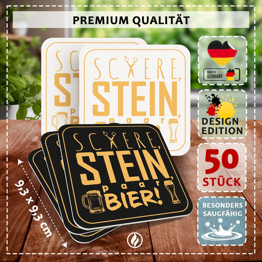 Bierdeckel Lustig Schere Stein paar Bier 50er Set