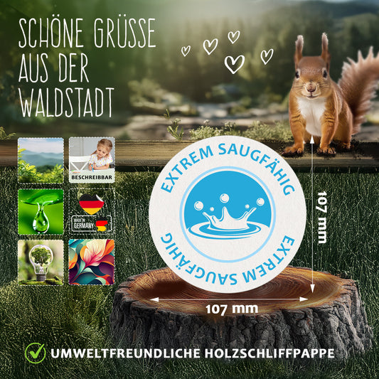 50 runde Bierdeckel Schön, dass du da bist – Stilvoll & persönlich