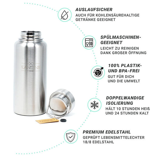 Isolierflasche aus Edelstahl für heiße und kalte Getränke