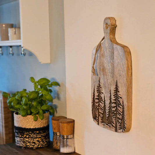 Dekobrett Mangoholz Serviertablett Tablett Wald Baum Kerzentablett 38x21 cm Mangotablett - Yabubest - Home & More