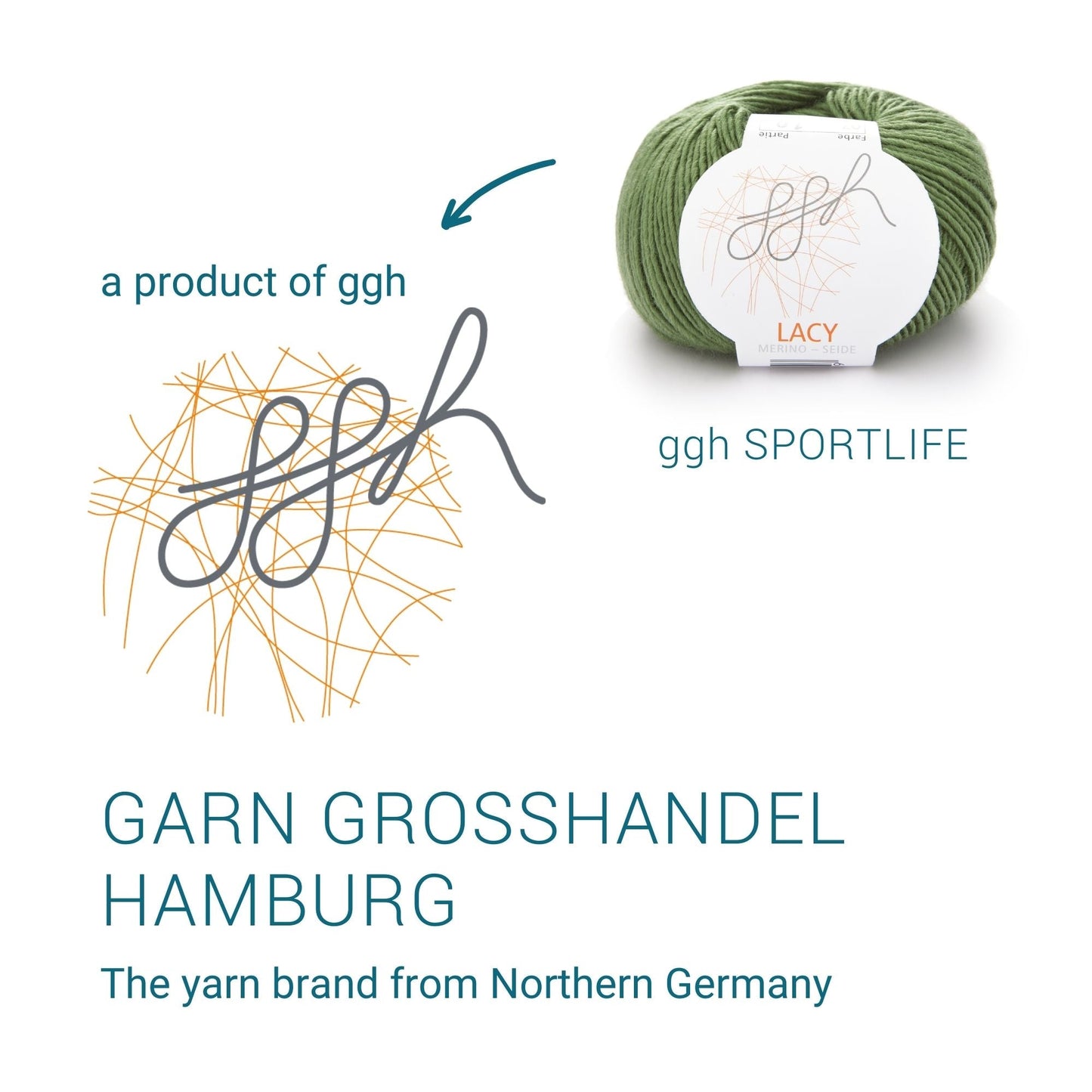 GGH Lacy Garn Olivgrün Feine Merinowolle Seide