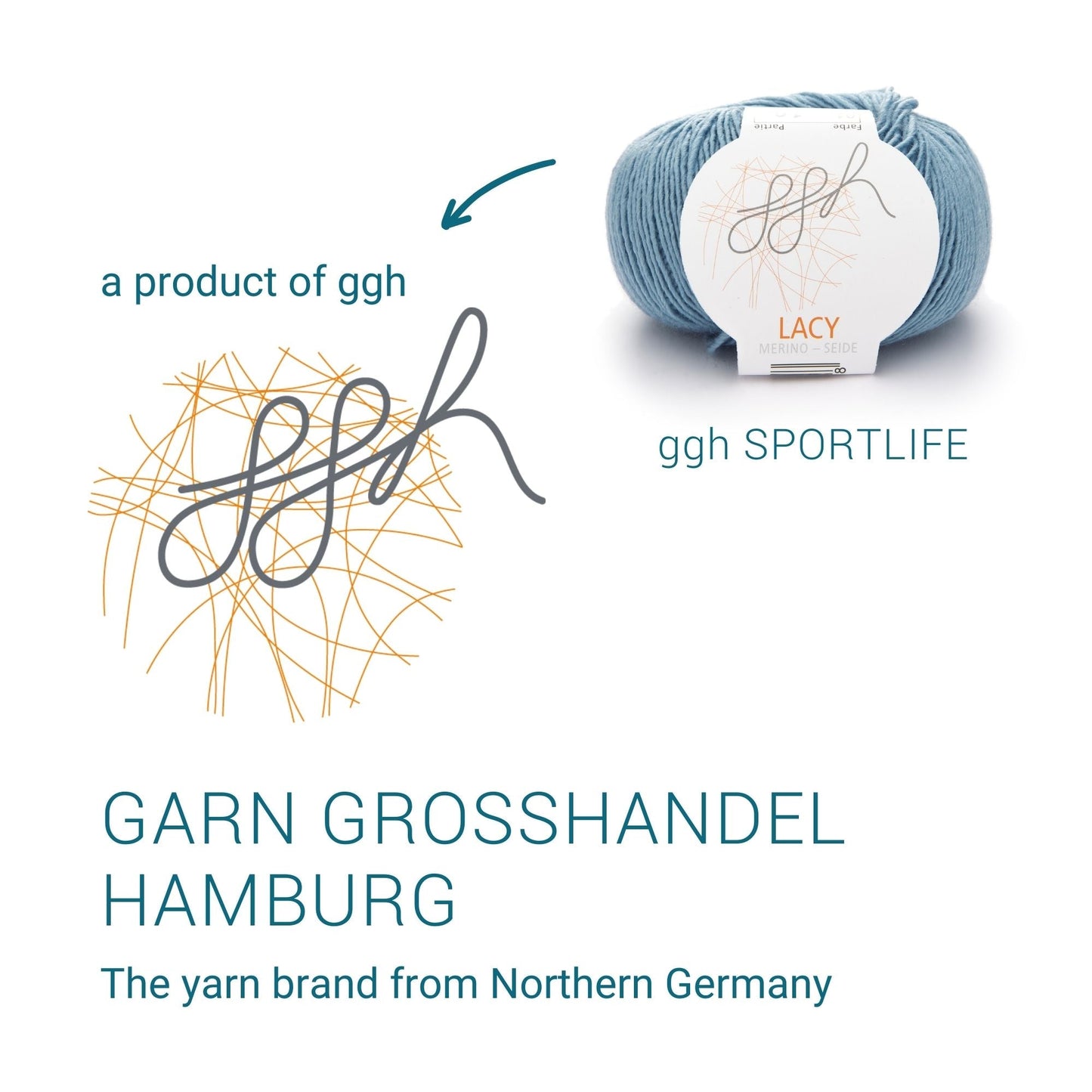 ggh Lacy Garn 004 Eisblau Merinowolle Seide