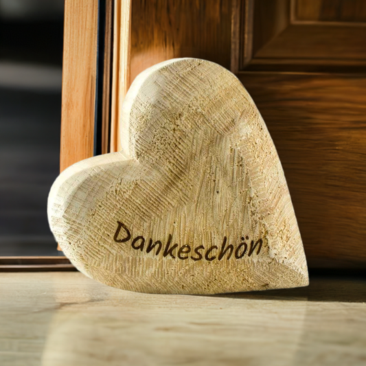 Thankgoods Deko-Holz-Herz aus massivem Naturfarbenem Pappelholz mit Schriftzug Dankeschön