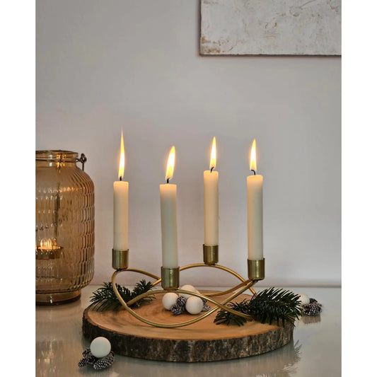 Kerzenständer gold Metall Kerzenleuchter Adventskranz Deko Kerzenhalter Ø 21 cm - Yabubest - Home & More
