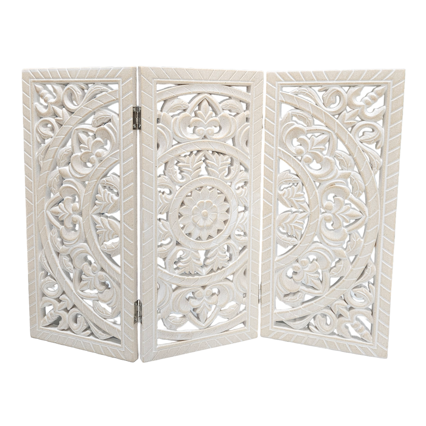 Ornament Holzbild Wandornament shabby weiss Landhaus Dekoration Mandala