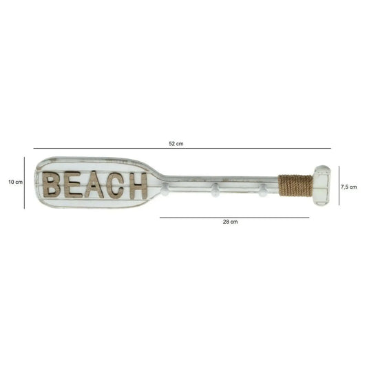 Paddel Hakenleiste 3 Haken weiß Holz Garderobe Dekopaddel Holzpaddel 52 cm BEACH - Yabubest - Home & More