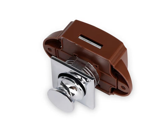 Druckschloss fuer Wohnmobil und Wohnwagen Schranktueren braun chr