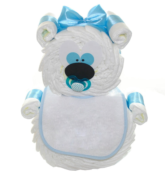 Windeltorte Windelbär blau | optional Lätzchen mit Namen bedruckt-dubistda