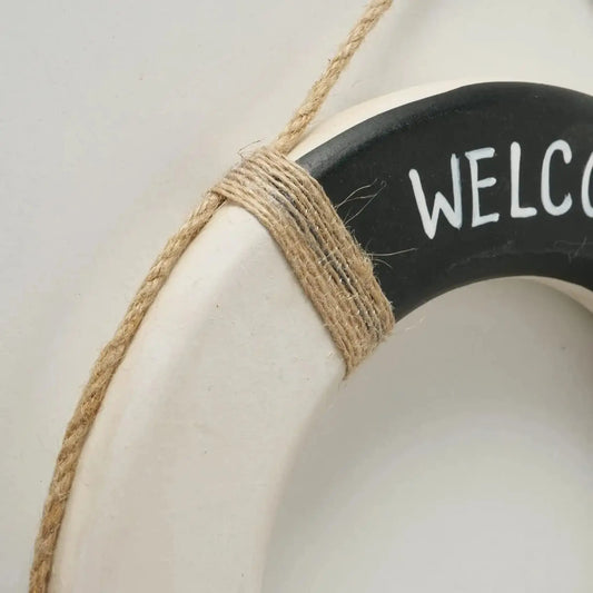 Wandbild Rettungsring Maritim schwarz 20 cm Holz Wanddeko Jute Deko Küs - Yabubest - Home & More