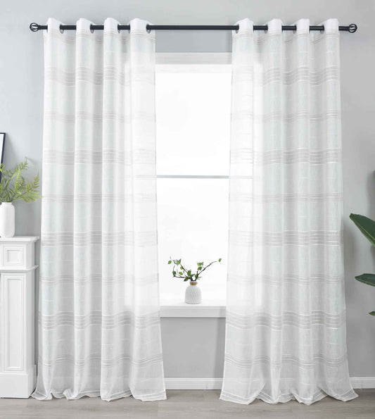 Elegante halbtransparente Gardinen mit Leinenstruktur in Grau Taupe