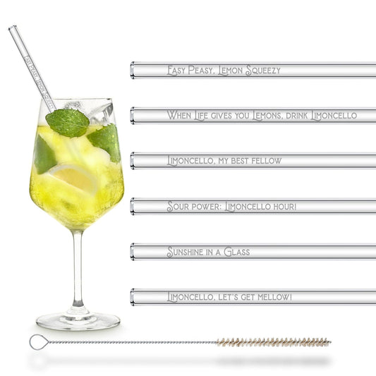 Limoncello Spritz Glasstrohhalme mit lustigen Sprüchen Genuss und Nachhaltigkeit