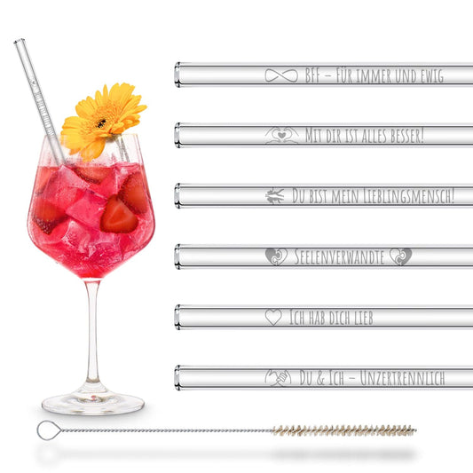 Beste Freundin Glasstrohhalme 6 liebevolle Sprüche Geschenkidee