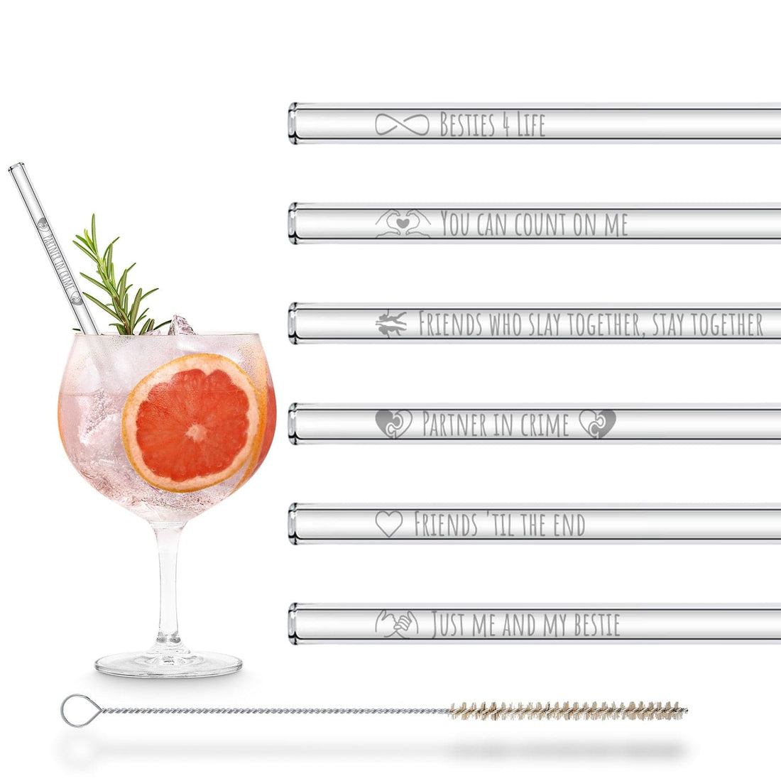 Glasstrohhalme mit Freundschaftssprüchen als besonderes Geschenk