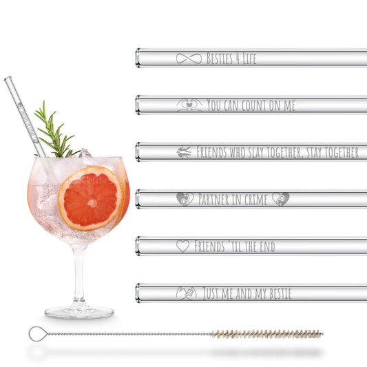 Glasstrohhalme mit Freundschaftssprüchen als besonderes Geschenk