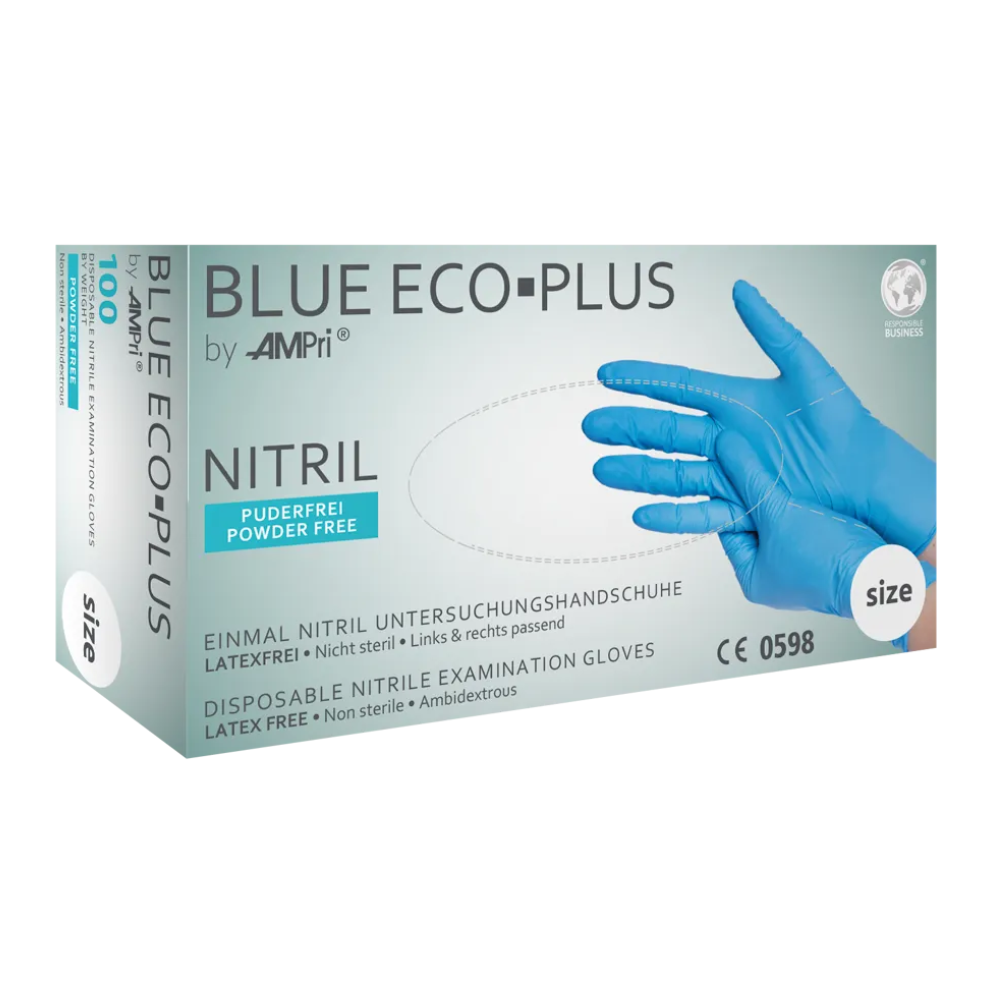 AMPri Blue Eco Plus Nitrilhandschuhe Pudfrei in Blau Für Sicheren Schutz