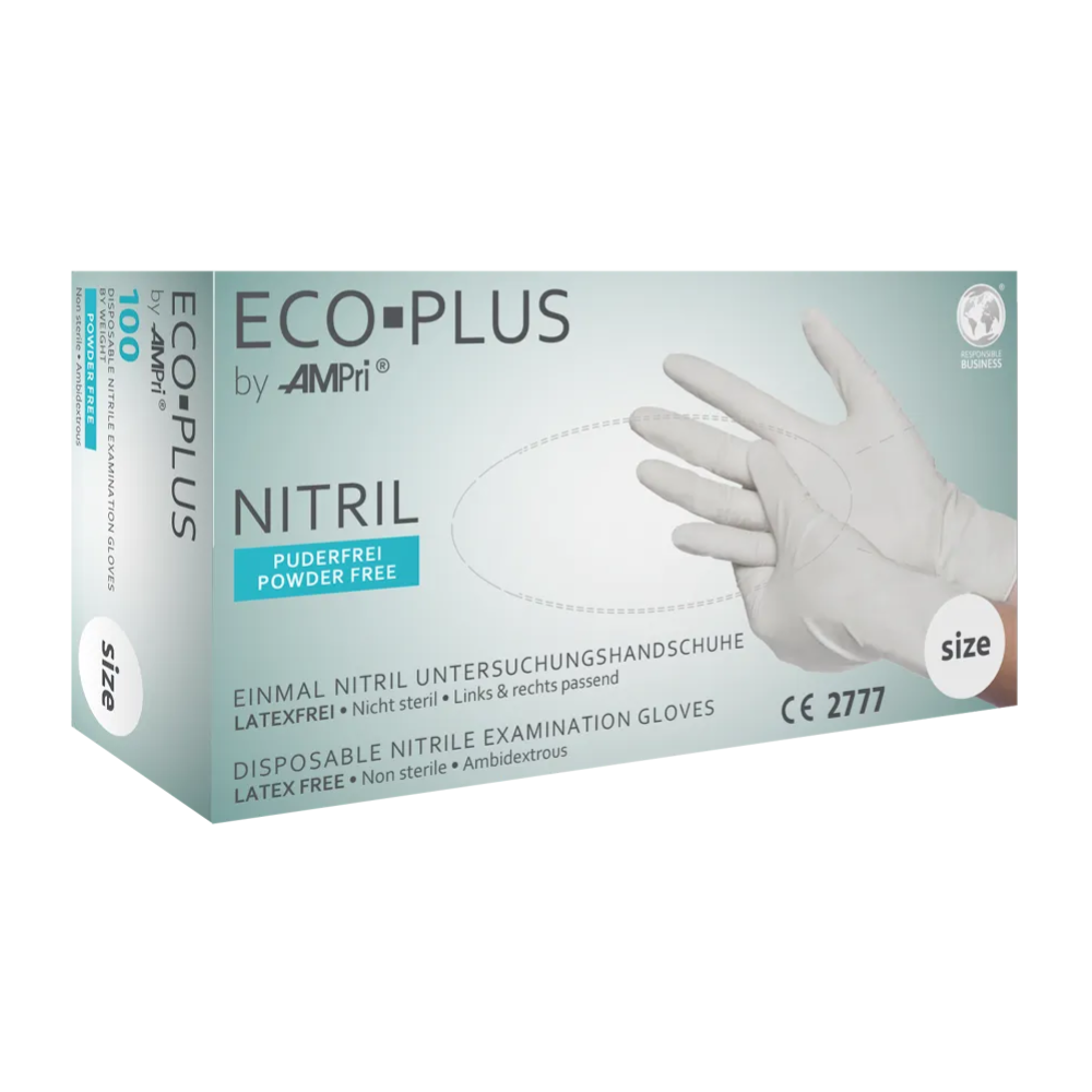 AMPri ECO PLUS Nitrilhandschuhe puderfrei Weiß sicherer Schutz