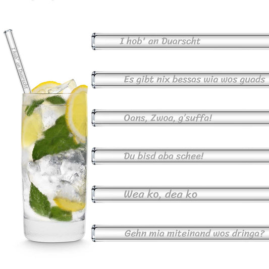 Bayerische Sprueche Edition Glasstrohhalme als stilvolle Geschenkidee