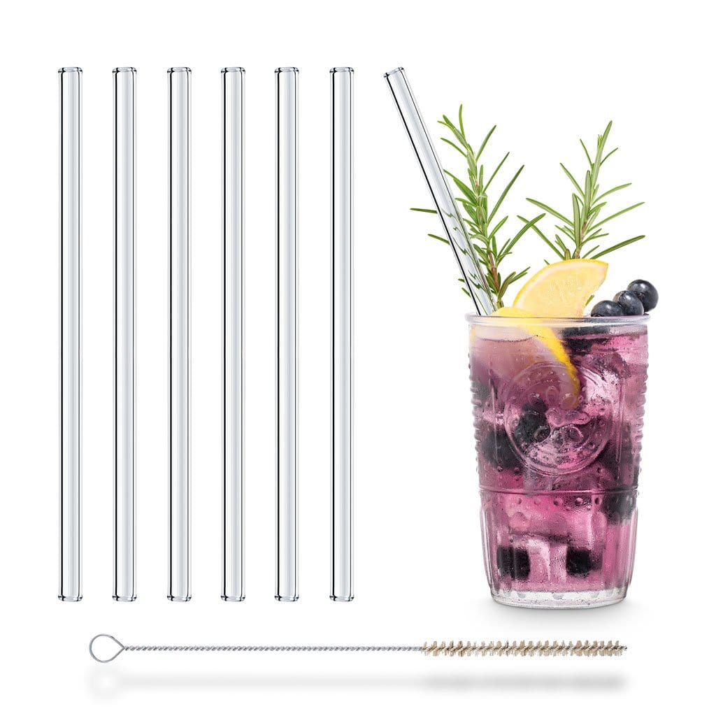 Glasstrohhalme in Kristalloptik 20 cm 6 Stück Set Trinkhalm Stil