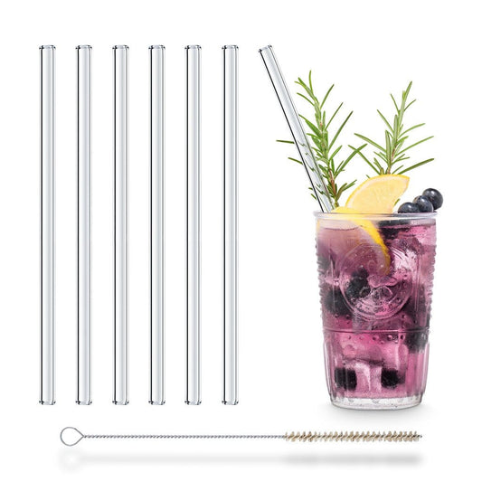 Glasstrohhalme in Kristalloptik 20 cm 6 Stück Set Trinkhalm Stil
