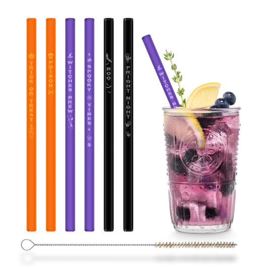 Halloween Glasstrohhalme Spooky Vibes in Halloween Farben 20cm