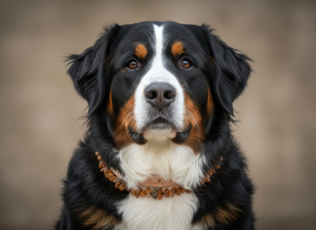 Bernsteinkette für Hunde – SuperFlex mit verstellbarem Leder-Verschluss
