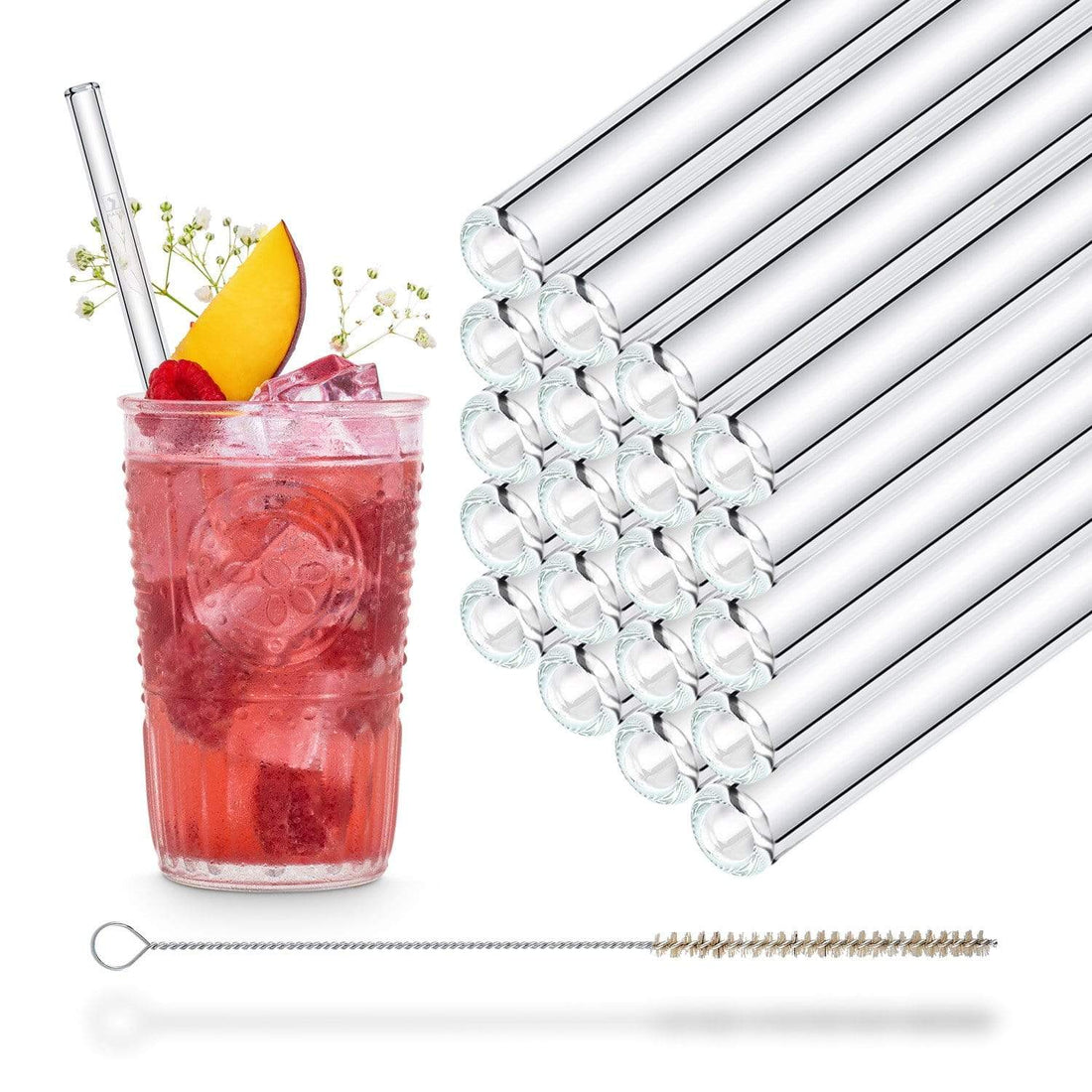 Glassstrohhalme Gerade 20x 20cm Nachhaltiges Party Set