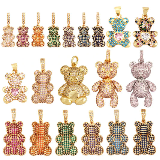 Luxuriöser feiner Regenbogen Zirkonia Charm Anhänger Bär Schmuck