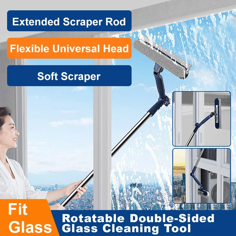 2in1 Fensterreiniger mit drehbarer Bürste und Rakel - Der praktische Helfer für streifenfreie Sauberkeit