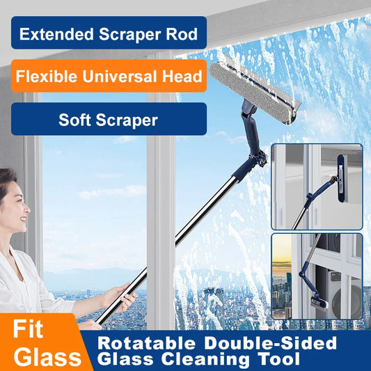 2in1 Fensterreiniger mit drehbarer Bürste und Rakel - Der praktische Helfer für streifenfreie Sauberkeit