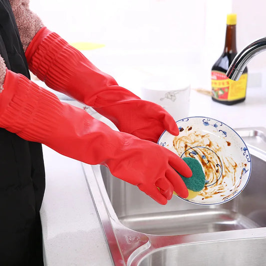 Entdecken Sie Verlängerte Silikon Geschirrspülhandschuhe mit Reinigungseffekt