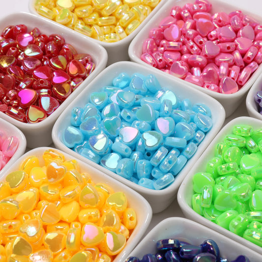 Neue Perspektiven auf 100 Stuck 8 x 9 mm schillernde Acryl Herzperlen im Schmuck DIY