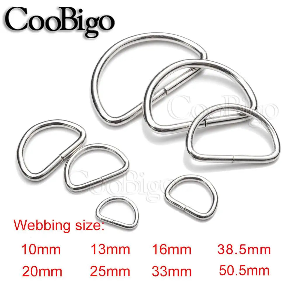 10 Metall D Ring Halbschlaufe Schnallen für Taschen Rucksäcke DIY