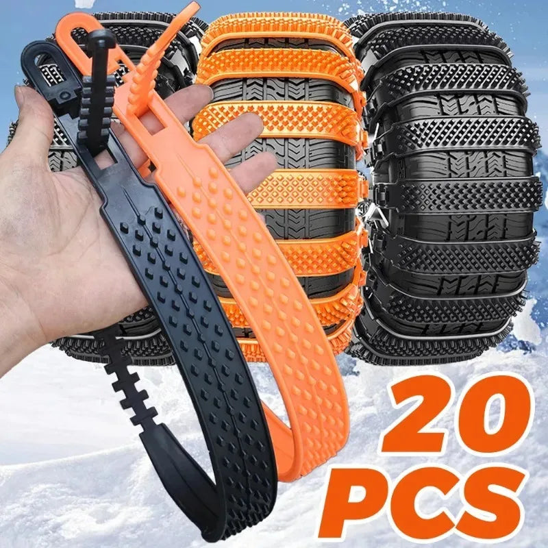 20 teiliges Schneeketten Set aus Kunststoff für Auto Reifen im Winter