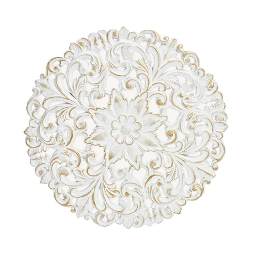 Ornament Holzbild Wandornament shabby weiss Landhaus Deko Mandala