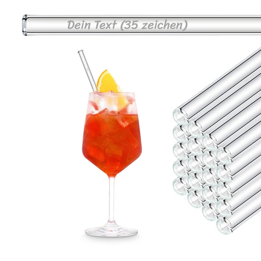 Glasstrohhalme 50 Stück 20 cm mit Gravur für jeden Anlass