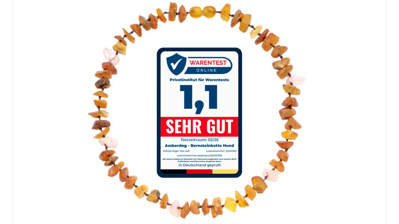 Hunde Bernsteinkette Rosenquarz Naturprodukt mit Farbvielfalt