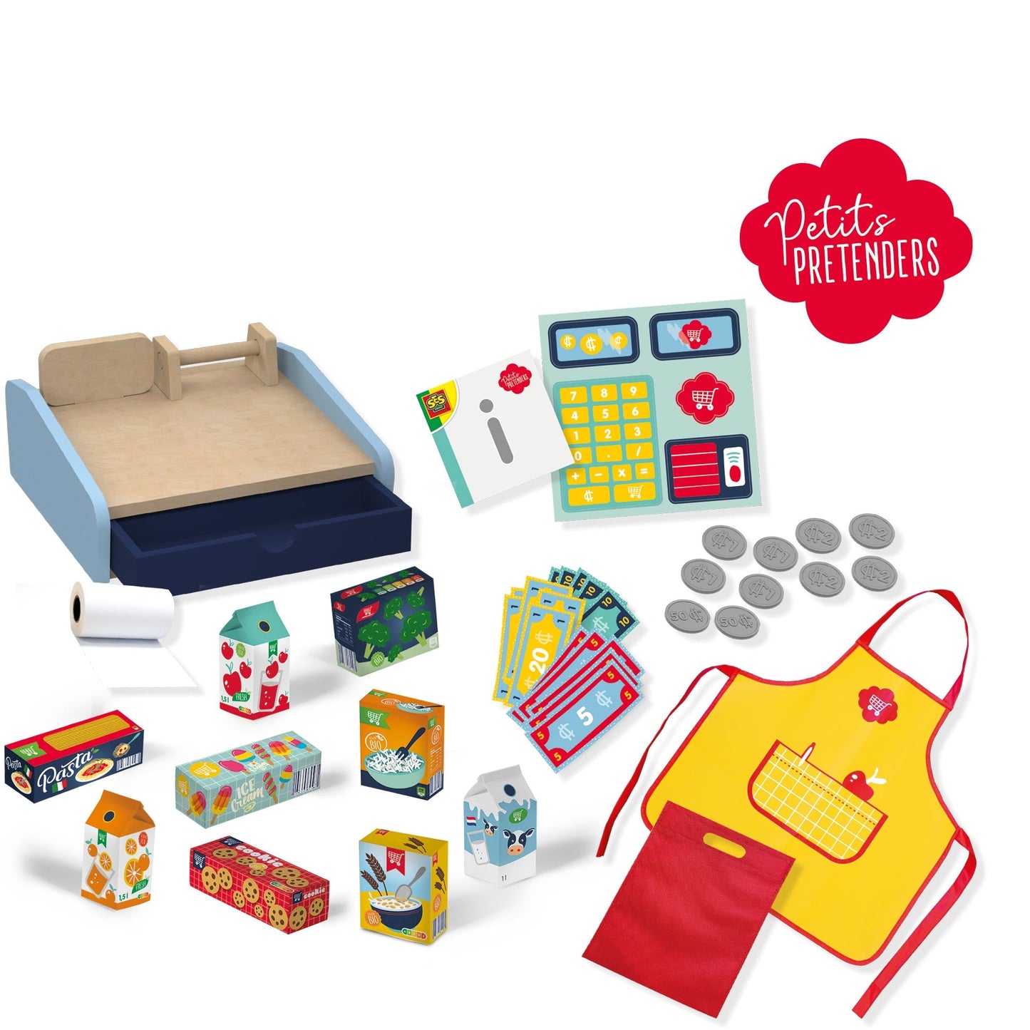 Holzkassenset mit Zubehör für kreatives Rollenspiel ab 3 Jahren