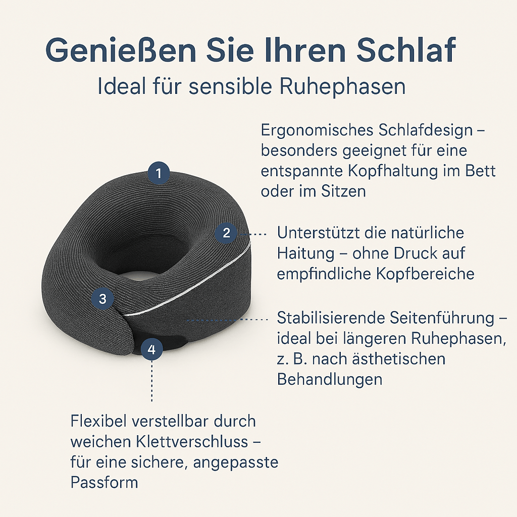 Nackenkissen für erholsamen Schlaf nach der Haartransplantation – kompakt, komfortabel & ideal für Reisen