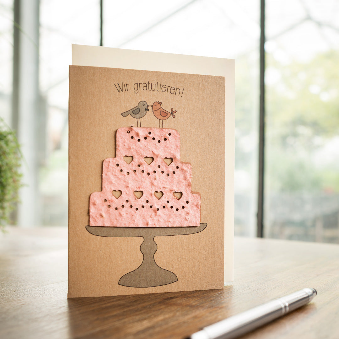 Hochzeitskarte mit kreativem Motiv Torte für besondere Glückwünsche-Die Stadtgärtner