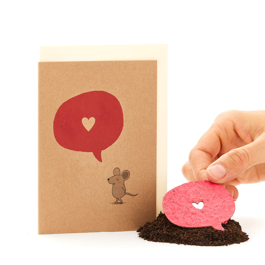 Grußkarte Maus mit Herz für Hochzeit Geburtstag und Valentinstag-Die Stadtgärtner