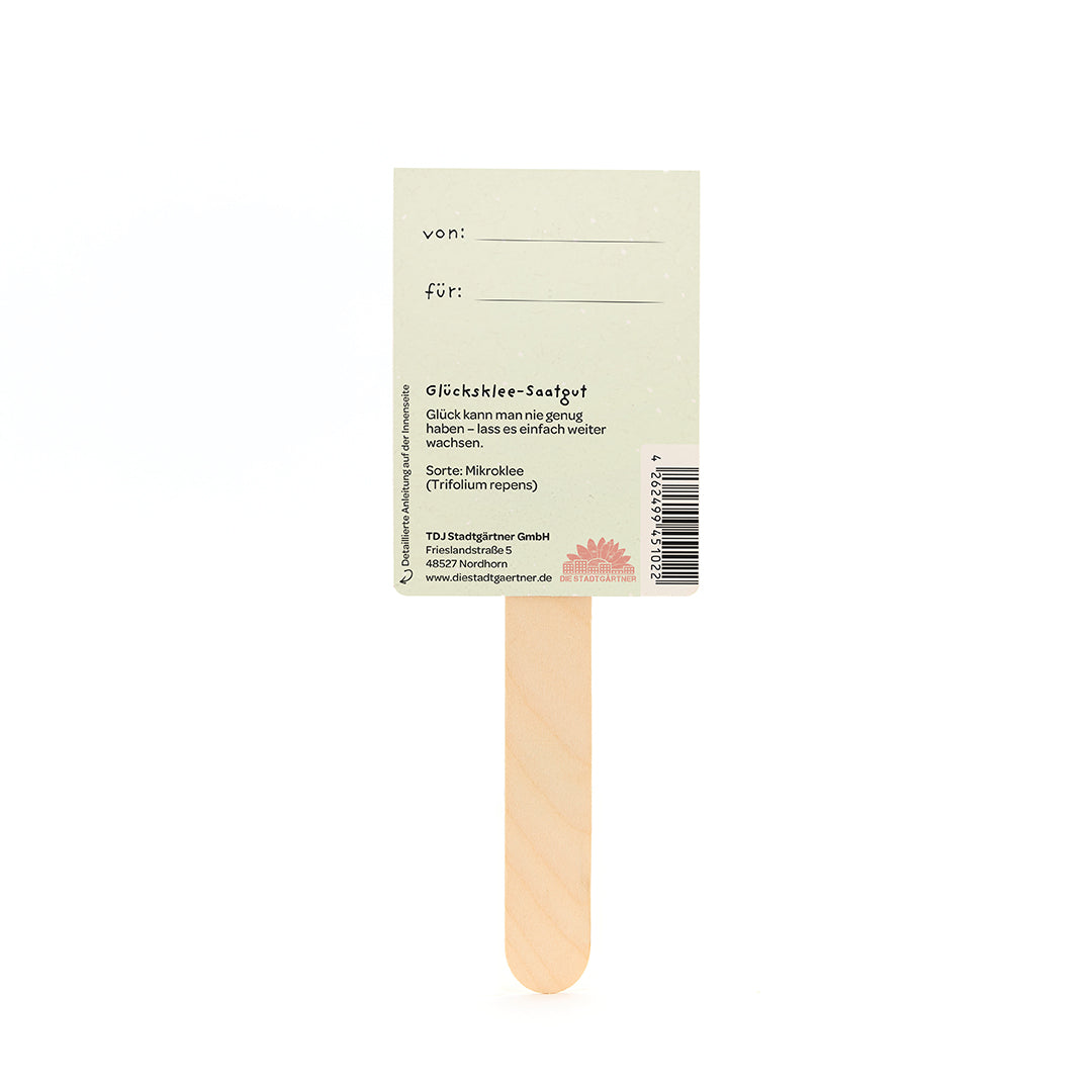 Viel Erfolg du Glückskind Saatgruß mit echtem Glücksklee zum Aussäen-Die Stadtgärtner