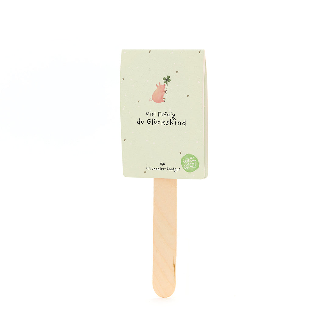 Viel Erfolg du Glückskind Saatgruß mit echtem Glücksklee zum Aussäen-Die Stadtgärtner