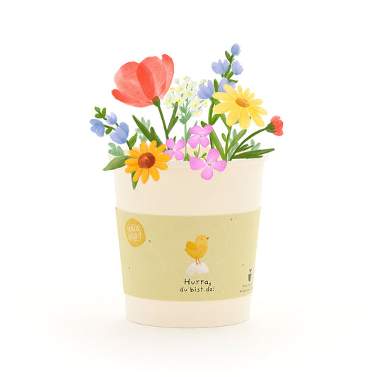 Becher Hurra du bist da mit Wildblumen Anzuchtset zur Geburt-Die Stadtgärtner