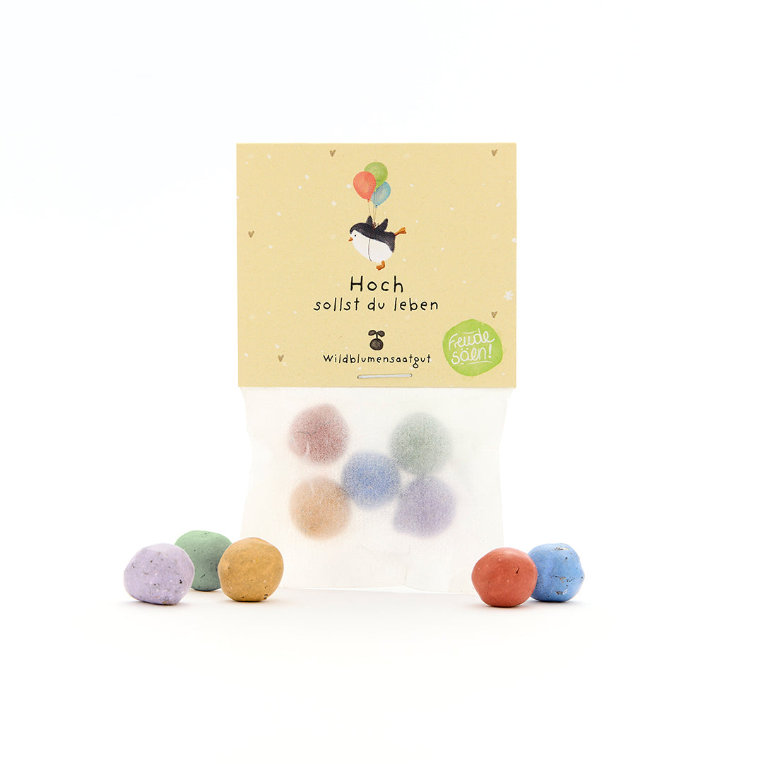 5 Blumenmurmeln im Tütchen "Hoch sollst du leben"-Die Stadtgärtner