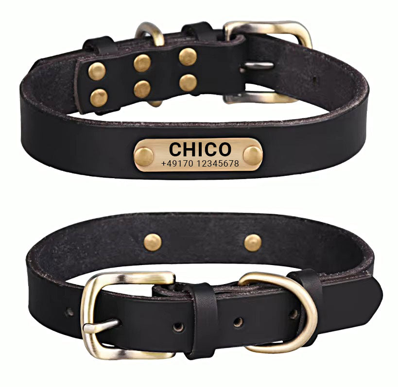 Echtleder Hundehalsband mit Messingschnalle und Gratis Gravur
