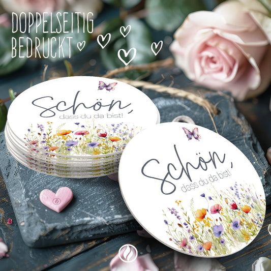50 Runde Bierdeckel mit Floralem Boho Design zur Hochzeit