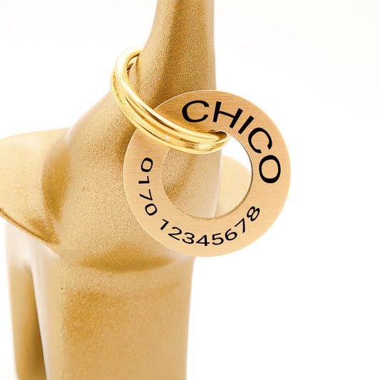 Ringförmige Hundemarke aus gebürstetem Messing 30 mm